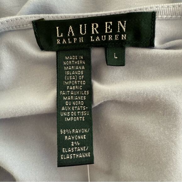 Lauren Ralph Lauren Light Blue Faux Wrap Women's Blouse Size Large - Picture 3 of 4